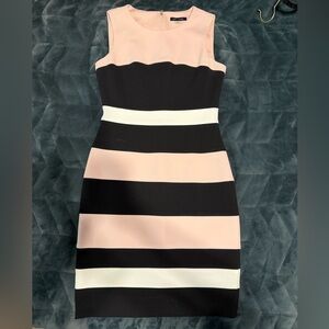 Tommy Hilfiger Black and Pink Striped Mini Dress